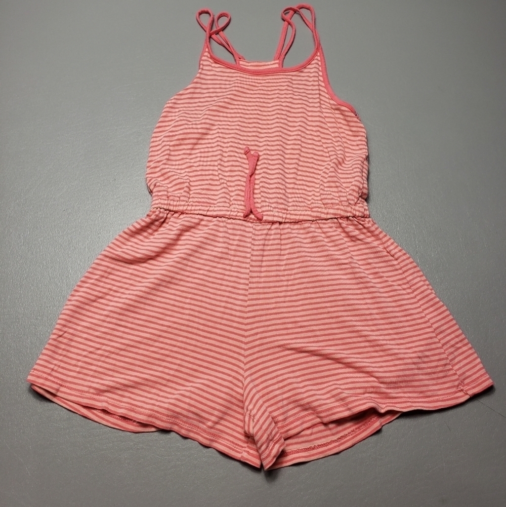 old navy girls size 8 summer pink striped spaghetti strap romper